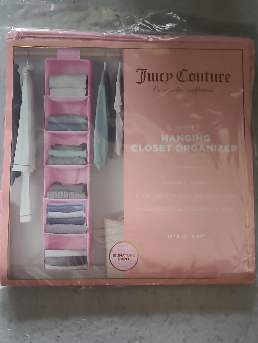 Juicy Couture Pink Hanging 6-Shelf Closet Organizer